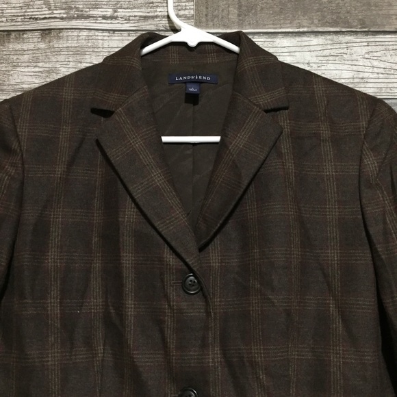 Lands End Plaid Wool Cashmere Blazer Women’s 4 Brown 3 Button. - Picture 6 of 10
